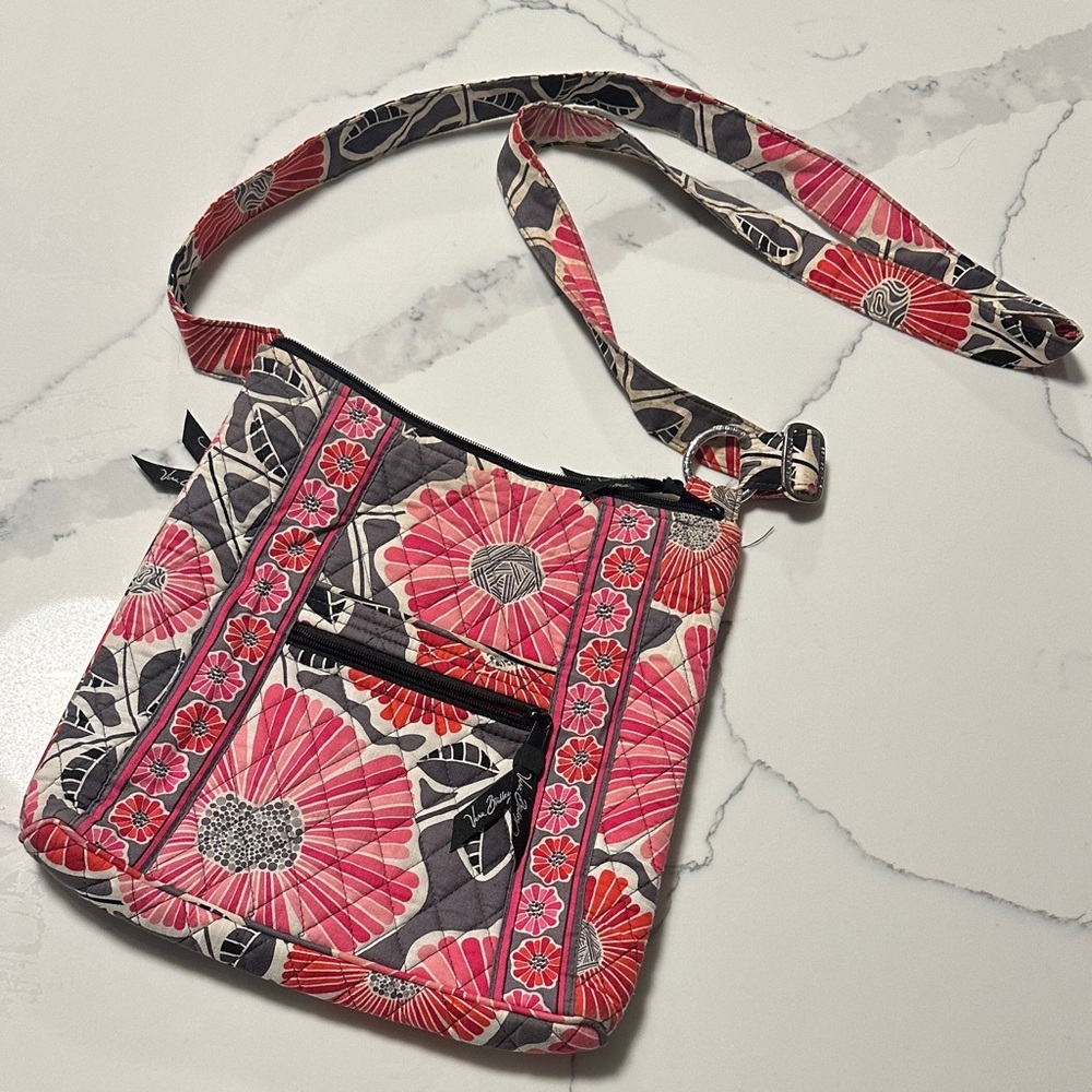 Vera Bradley Pink and Gray Floral Crossbody Bag